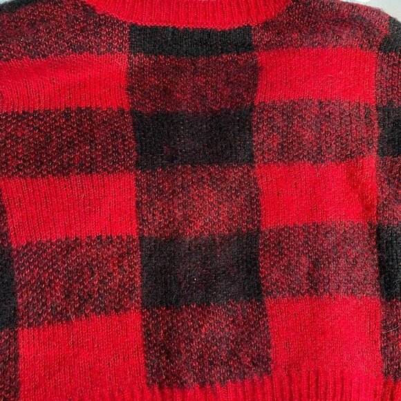 WOMEN'S Small Wild Fable V Neck Soft Cardigan Sweater Red/Black Plaid - Picture 2 of 7